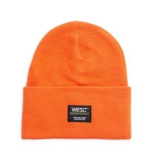 WeSC Puncho Knit Beanie in an Orange Colorway